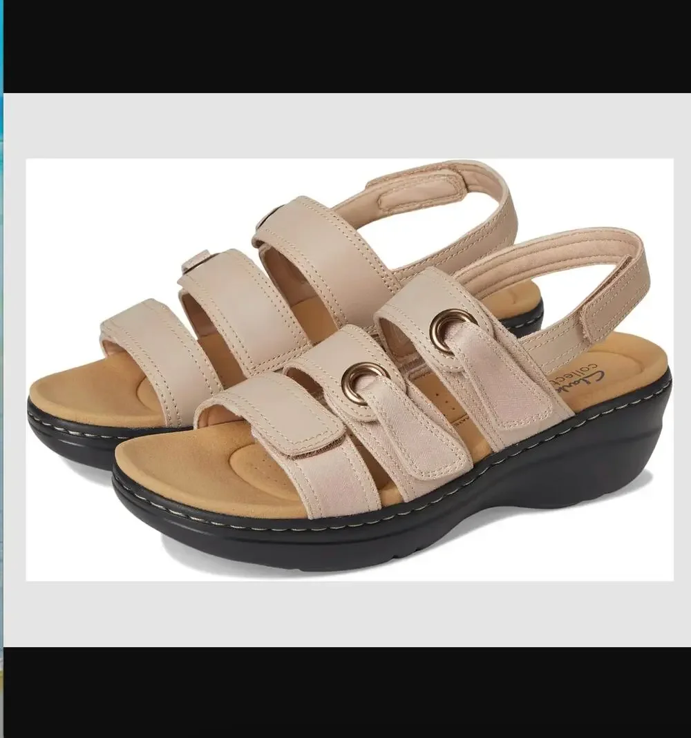 NWT Clarks Merliah2 Bali Sand Wedge Comfort Sandals Women Size 11 US